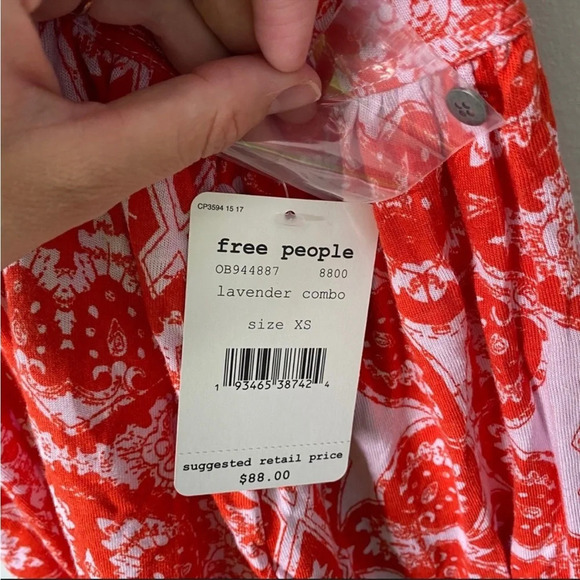 NWT Free People Red Mimi Tunic Tank Top - Picture 4 of 6